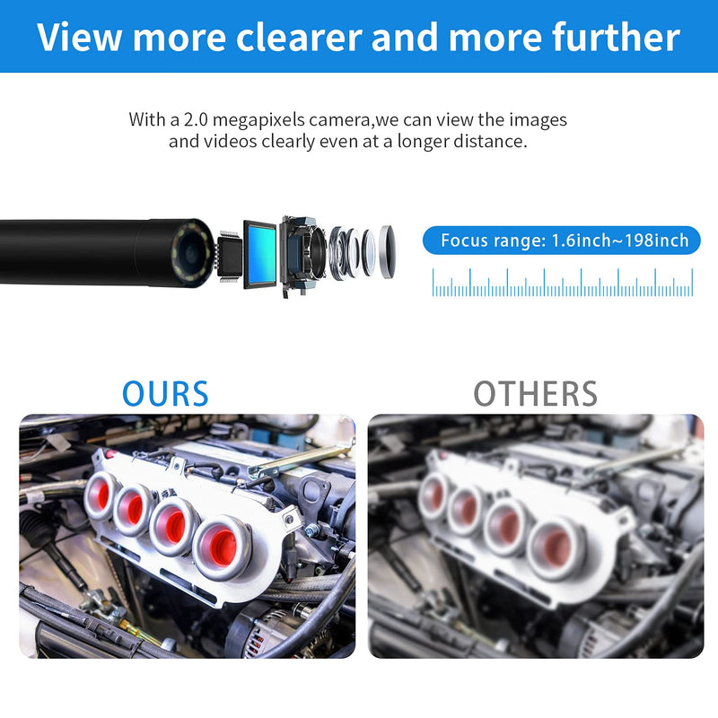 [Australia - AusPower] - Wireless Endoscope 5.5MM WiFi Snake Inspection Camera 1080P HD Semi-Rigid Endoscope Camera for Android and iOS air Duct Cleaning Tools Waterproof Household Sewer borescope 