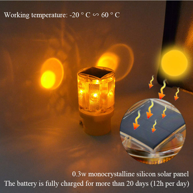 [Australia - AusPower] - Solar Strobe Warning Light Flashing Lamp: 360 Degree Super Bright LED Wireless Install Automatically Turn On/Off IP65 Waterproof for Construction, Traffic, Dock, Marine, Crane Tower, Factory (Red) Red 