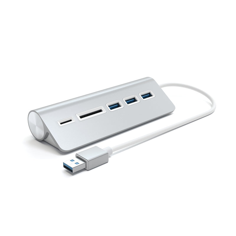 [Australia - AusPower] - Satechi Aluminum USB 3.0 Hub & Card Reader - Compatible with MacBook Pro, MacBook, iMac, Surface Pro, Dell XPS and More (Silver) Silver 