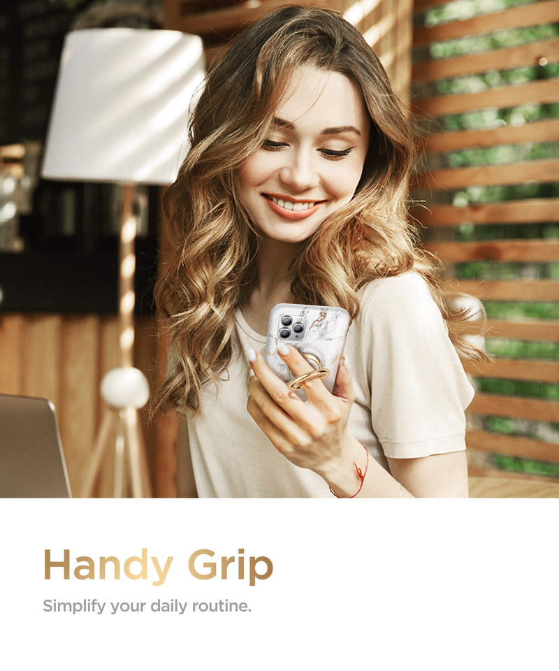 [Australia - AusPower] - GVIEWIN Marble Cell Phone Ring Holder, Metal Kickstand Grip for Magnetic Car Mount Compatible with iPhone 13 Pro Max/13 Pro/12 Pro Max/11 & Galaxy S22 Ultra/S22 and Other Smartphones(White/Gold) White/Gold 