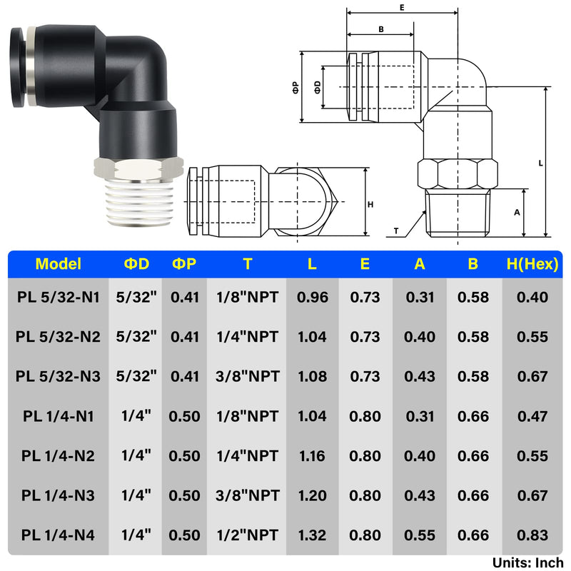 [Australia - AusPower] - TAILONZ PNEUMATIC Male Elbow 1/4 Inch Tube OD x 1/4 Inch NPT Thread Push to Connect Fittings PL-1/4-N2 (Pack of 2) 1/4''OD 1/4''NPT 