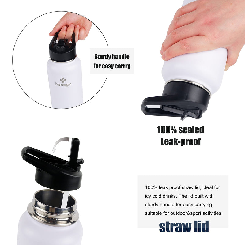 [Australia - AusPower] - honogo Replacement Straw Lid and Spout lid for Hydro Flask, Takeya Wide Mouth Water Bottles, Fits 18 oz, 20 oz 32 oz, 40 oz, 64oz Thermoflask Lids Accessories Compatible with Simple Morden Iron Mira 