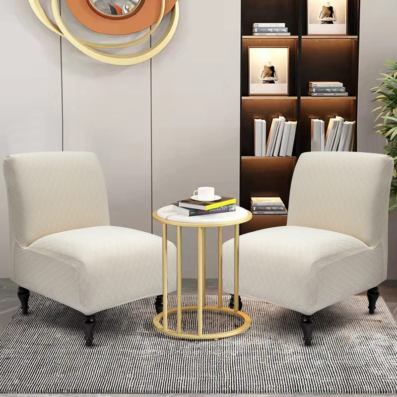 [Australia - AusPower] - Liykimt Armless Accent Slipper Chair Cover Slipcover,Slipper Chair Jacquard Fabric Stretch Spandex Removable for Armless Chair Furniture Protector Covers for Living Dining Room (2, Rhombus Beige) 2 