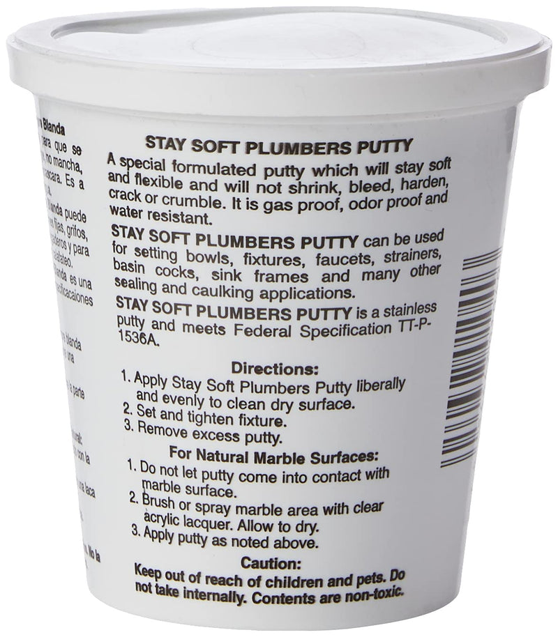 [Australia - AusPower] - AquaPlumb Plumbers Putty | White, 14oz, Fixture Setting Compound. Stays Soft. Use on Sinks, Tubs, Fountains and More. 