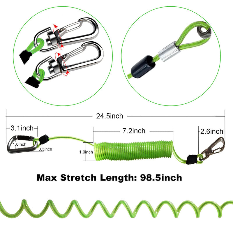 [Australia - AusPower] - OXDFNZU Fishing Lanyard, Heavy Duty Coiled Lanyards Stainless Steel Wire Inside, Safety Rope Extension Cord Tether, Retractable Fishing Accessories for Rods, Pliers, Boating, Paddles, Kayak 