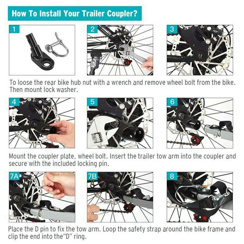 [Australia - AusPower] - Farbetter Upgraded Bike Trailer Coupler Connector Hitch Baby Pet Hitch Linker Connector, Hitch Adapter Attachment, Bicycle Rear Rack Accessories 