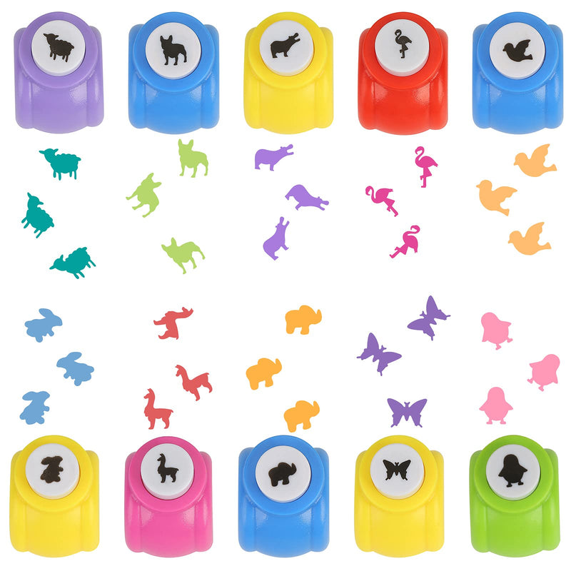 [Australia - AusPower] - LoveInUSA Animals Hole Punch Set, 10PCS Kids Paper Craft Punches Decorative Hole Puncher for Crafting Scrapbook Nail Designs Blue 