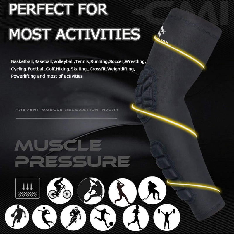 [Australia - AusPower] - HOPEFORTH 2PCS Padded Elbow Forearm Sleeves Compression Arm Protective Support Black Padded Elbow Forearm Small 