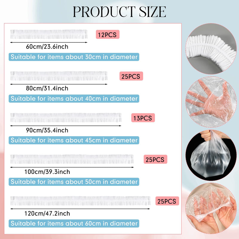 [Australia - AusPower] - Chivertion 100 Pcs Disposable Clear Kitchen Appliance Covers Furniture Dust Cover Dustproof with Elastic for Small Appliance, Toaster Oven, Pressure Cooker, Blender, Air Fryer, 5 Different Sizes 