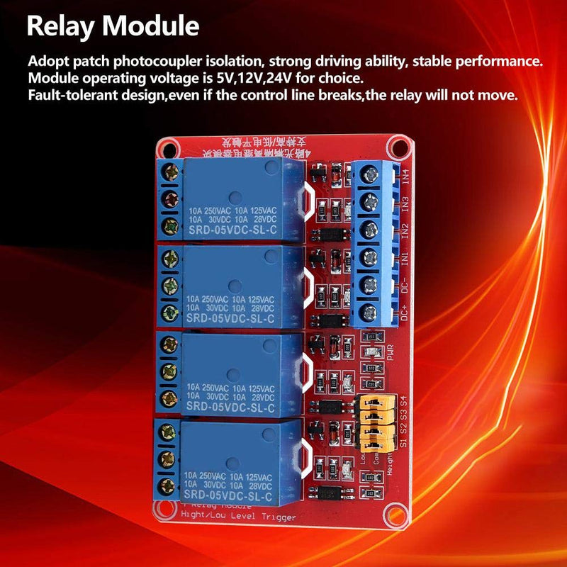 [Australia - AusPower] - 4 Channel Relay Module Board with Optocoupler High & Low Trigger Module 5V/12V/24V Optional(5V) 