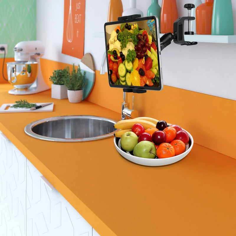 [Australia - AusPower] - Mippko Kitchen Cabinet Tablet Holder for 7.0~12.9 inch iPad/Samsung Tab/Nexus/LG G Pads/Kindle Fire HD/e-Reader/Switch,Multi-Angle Adjustable Aluminum Alloy Arm Mount,No Drilling Hole 