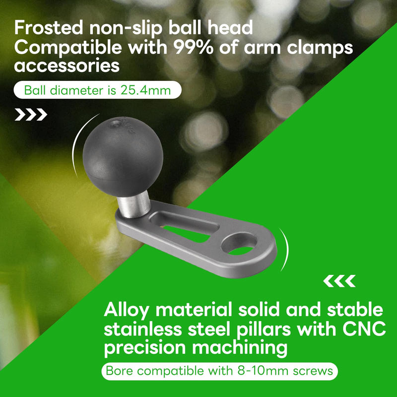 [Australia - AusPower] - FANAUE Bolt Head Adapter Ball Base, Compatible with RAM Mount B Size 1" Ball Double Socket Arm with 10mm Mounting Holes, TPU Ball Head Antislip Shock Absorption Main Body Made of Aluminum Alloy 