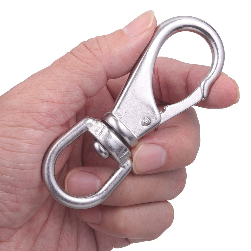 [Australia - AusPower] - Mixiflor 4 Pack Stainless Steel Swivel Eye Snap Hook Flag Pole Clips, Diving Clips Spring Hooks for Bird Feeders, Pet Chains, Dog Tie-Out Cable, Keychains and More (4 x 1-1/2 inch) 