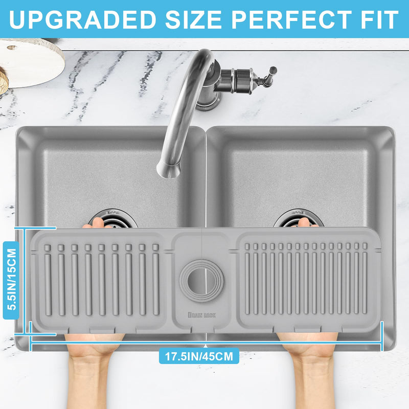 [Australia - AusPower] - Tinlaviy Kitchen Sink Splash Guard, Faucet Mat Splash Catcher, Handle Drip Catcher Tray, Longer Silicone Sink Mat, Sink Splash Guard Behind Faucet, Sponge Holder and Bathroom Countertop Protect 