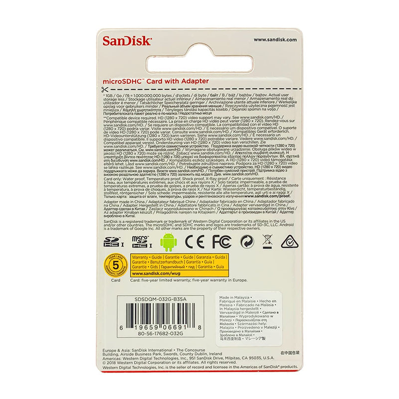[Australia - AusPower] - Sandisk 32GB 32G Micro SDHC Class 4 TF Memory Card Bulk Packaged 