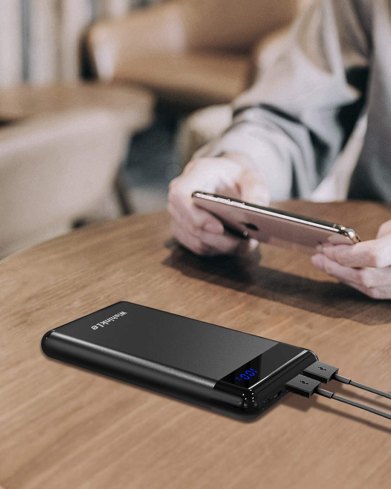 [Australia - AusPower] - Wishinkle UL Certified Power Bank 10000mAh, Portable Charger with digital display, Portable Lighter Dual USB Ports Recharging Battery Pack, External Battery Fast-Charging for Smart Phone Android Phone 10000 mAh 