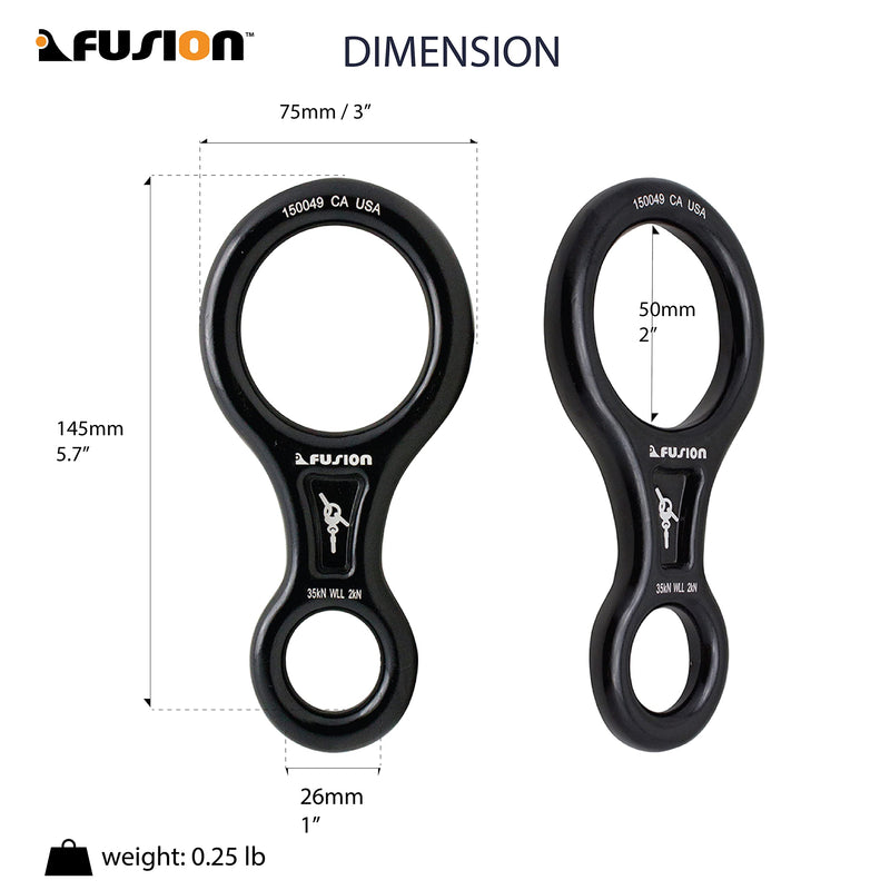 [Australia - AusPower] - Fusion Climb Aluminum Figure 8 Descender Rigging Plate Black Heavy Duty, Large 
