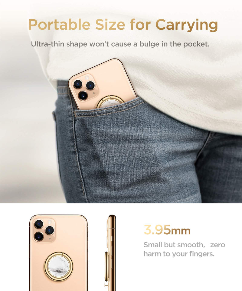[Australia - AusPower] - GVIEWIN Marble Cell Phone Ring Holder, Metal Kickstand Grip for Magnetic Car Mount Compatible with iPhone 13 Pro Max/13 Pro/12 Pro Max/11 & Galaxy S22 Ultra/S22 and Other Smartphones(White/Gold) White/Gold 