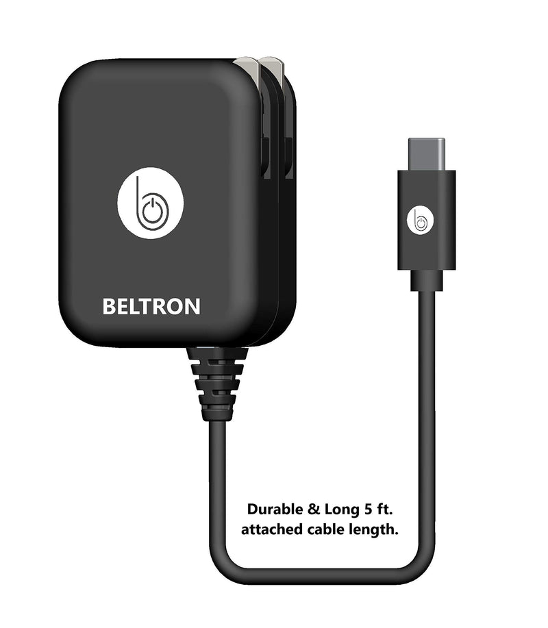 [Australia - AusPower] - BELTRON Turbo Fast Type-C USB Wall Charger 5V / 3 AMP 30W with Built-in Cable, Compatible with Galaxy S21 / S22 Series, Z Flip3, Z Fold3, DuraXV Extreme, Ultra 5G, Sonim XP3 XP8 & All Type C Devices 