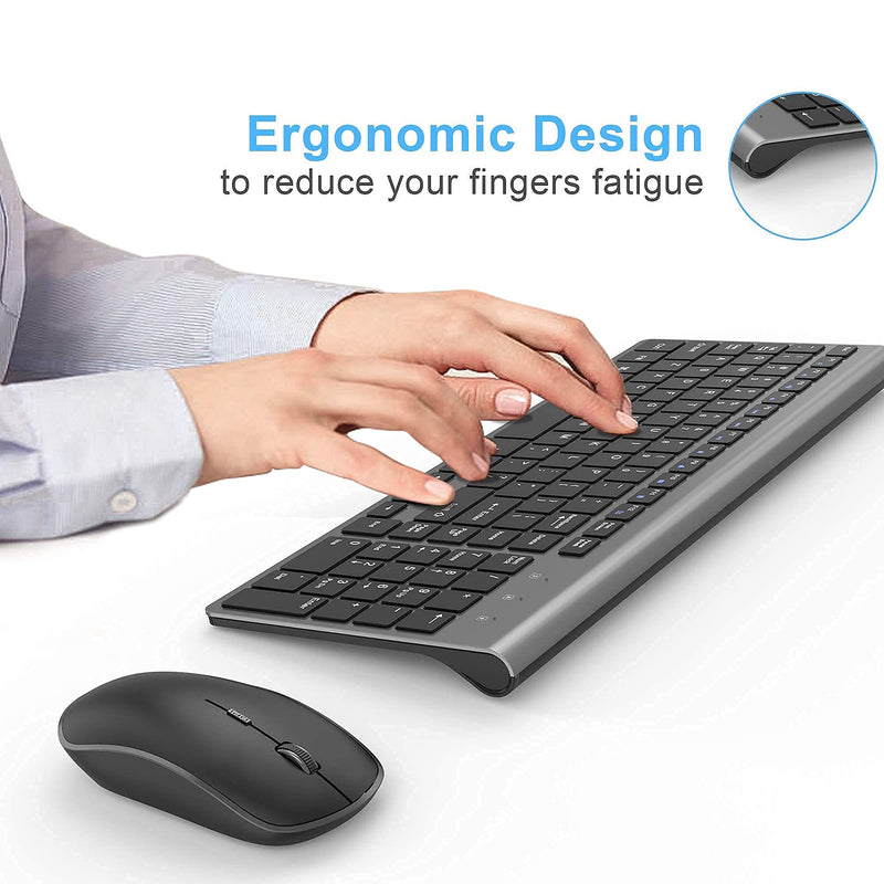 [Australia - AusPower] - Wireless Keyboard and Mouse,J JOYACCESS 2.4G Ergonomic and Slim Wireless Keyboard Mouse Combo Designed for Computer,Windows, PC, Laptop,Tablet - Black Grey 