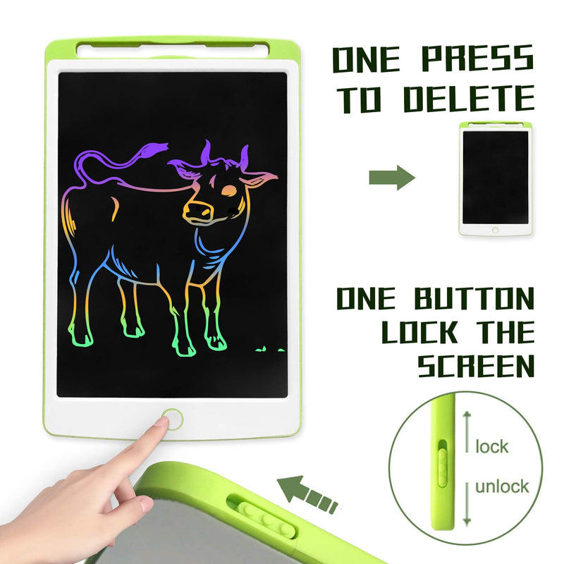 [Australia - AusPower] - 10 inches Colorful LCD Writing Tablet, Electronic Graphic Tablet, Kids Drawing Pad, Gifts for Kids and Adults, Erasable Doodle Board Toys for Boys Or Girls, for School Office Drawing 10" Green 10" 