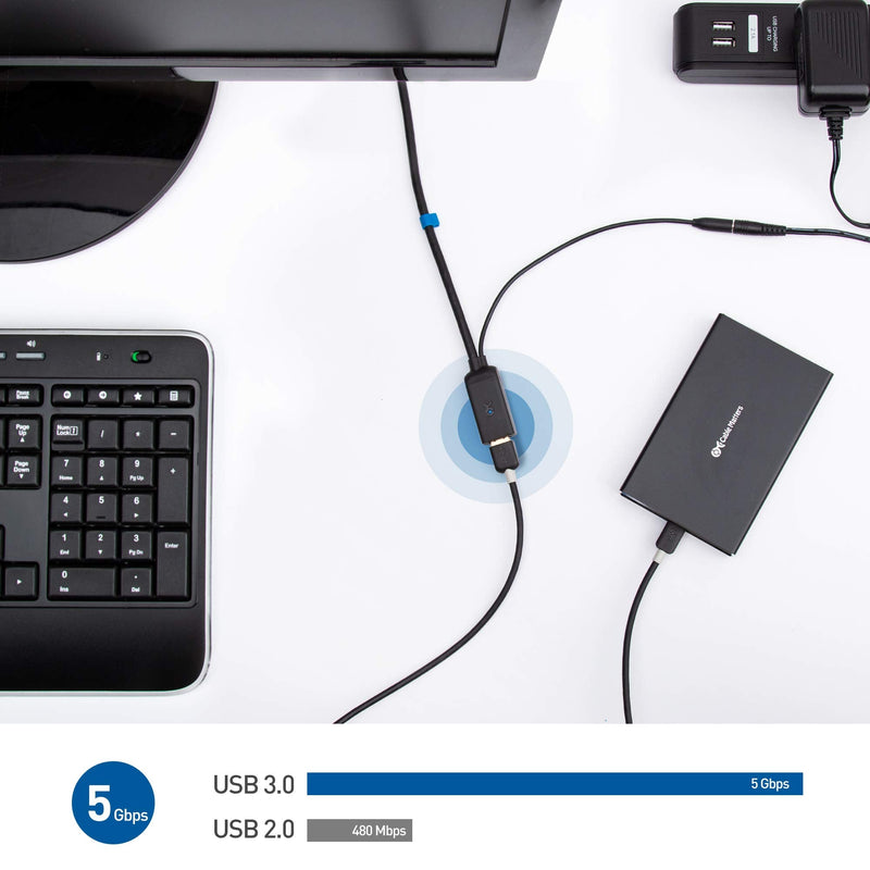[Australia - AusPower] - Cable Matters Active USB Extension Cable 32.8 ft / 10m (USB 3.0 Extension Cable Male to Female) with Signal Booster for Hard Drive, Webcam and More 32.8 Feet 