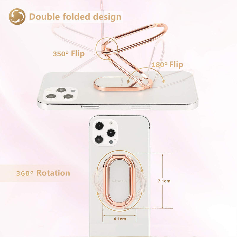 [Australia - AusPower] - MINDSKY Phone Ring Holder Finger Kickstand Retractable 360°Rotation Ultra-Thin Cell Phone Back Grip Foldable Cellphone Stand for iPhone iPad Smartphones Tablets ( with Universal Magnetic Car Mount) Rose Gold 