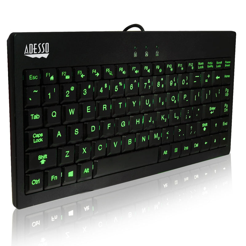 [Australia - AusPower] - Adesso AKB-110EB - SlimTouch 110 3-Color Illuminated Mini Keyboard, 12 inches, Black 