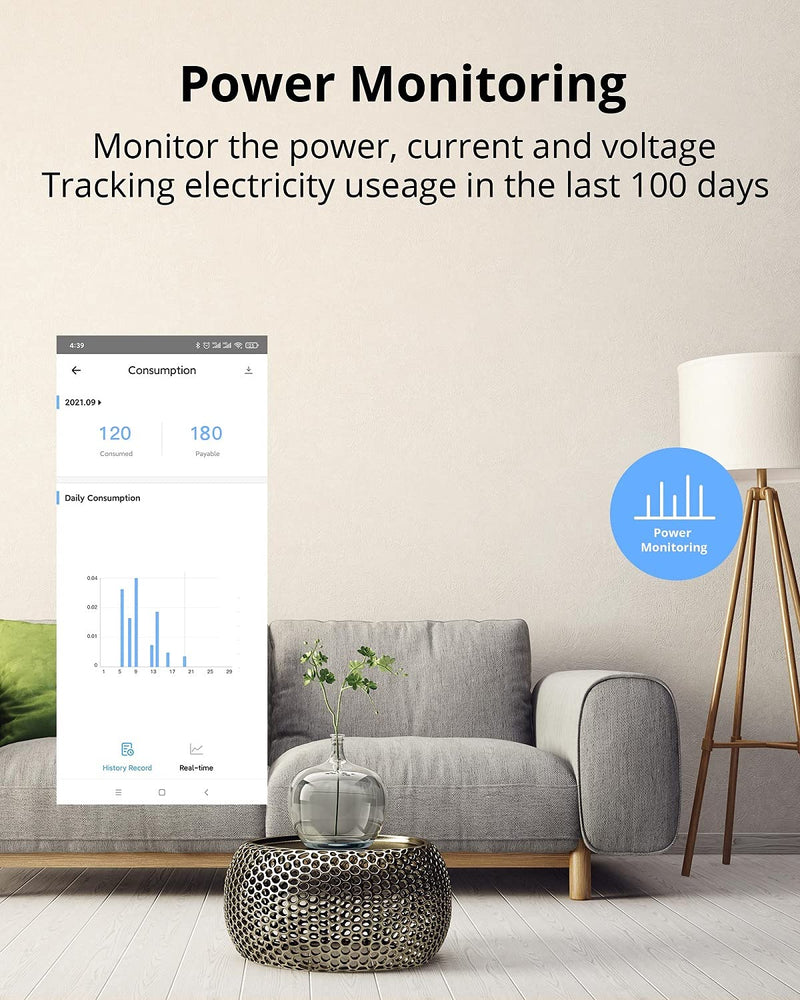 [Australia - AusPower] - SONOFF S31 15A WiFi Smart Plug with Energy Monitoring ETL Certified, Smart Outlet Timer Switch, Work with Alexa & Google Home Assistant, IFTTT Supporting, No Hub Required, 2.4 Ghz Wi-Fi Only 1-Pack 