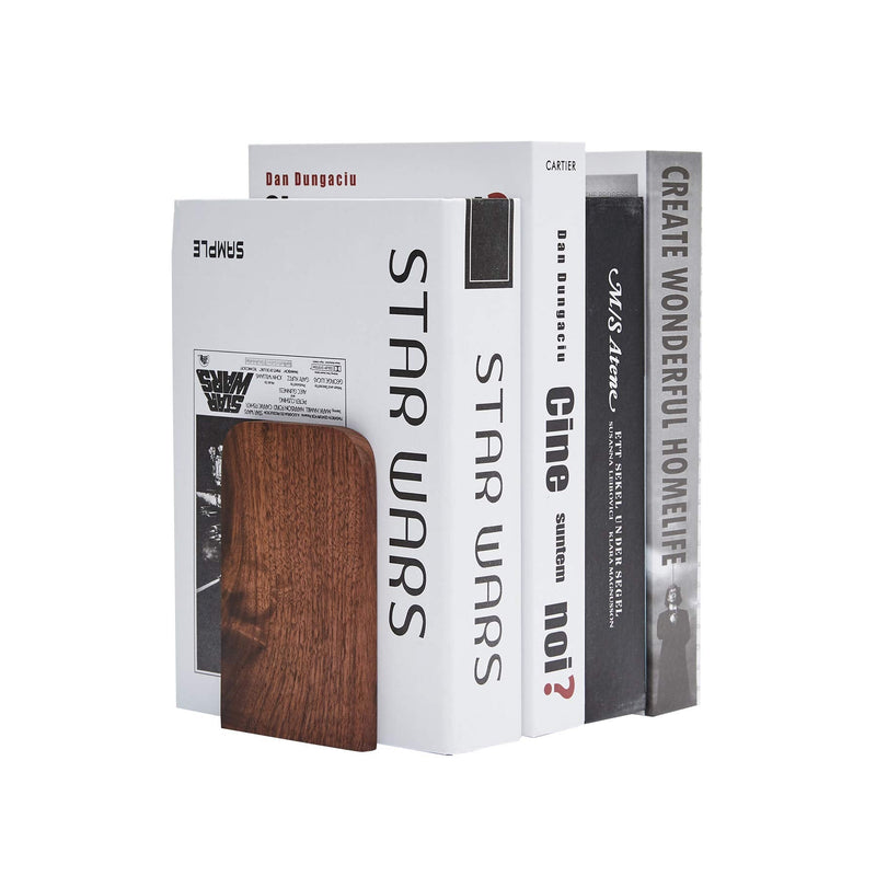 [Australia - AusPower] - Pandapark Wood Bookends,Pack of 1 Pair,Non-Skid,Black Walnut,Office Book Stand (Black Walnut-A) Black Walnut-a 