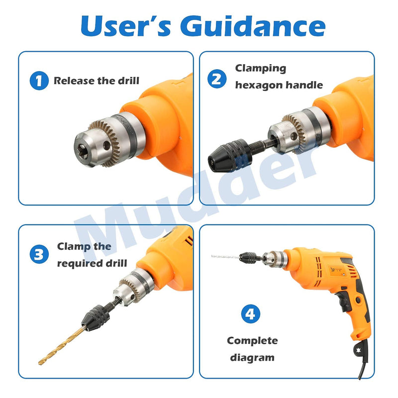 [Australia - AusPower] - 4 Pieces Keyless Drill Chuck, 1/4, 1/8, 1/16 Inch Hex and Round Shanks Small Drill Chuck Change Adapter 