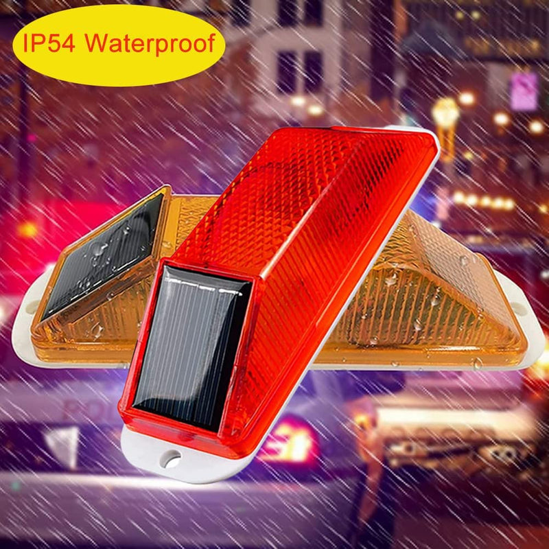 [Australia - AusPower] - Aolyty Solar Strobe Warning Light LED Warning Lamp 4-Pack Super Bright IP54 Waterproof Light Control Flashing Beacon Barricade Construction Safety Road Signs Flash Traffic Lights (Yellow) Yellow 