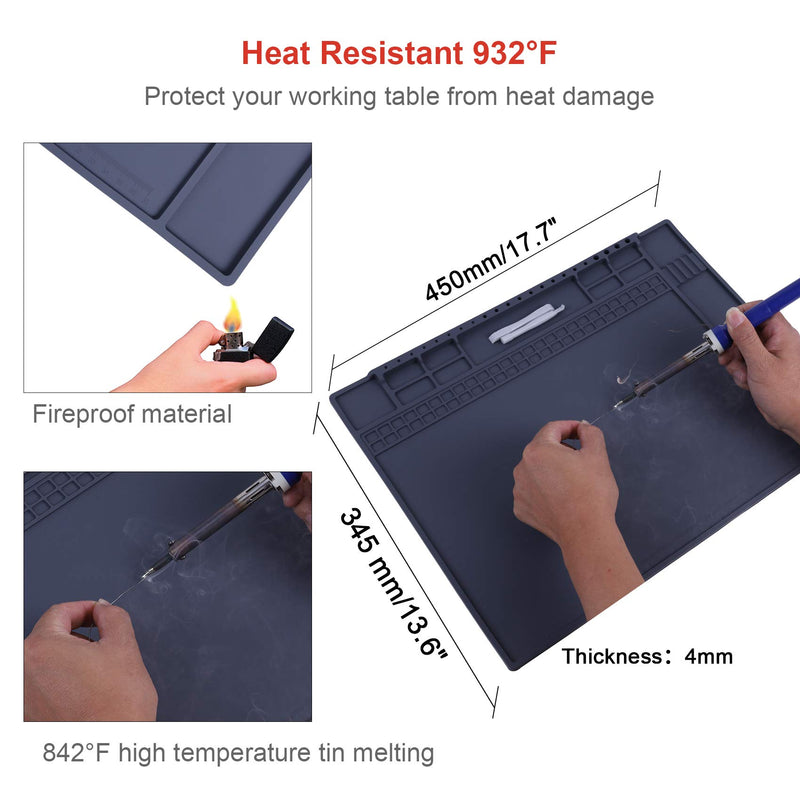 [Australia - AusPower] - Anti Static Mat for Computer, Laptop, Cellphone, iPad Electronics Repair, HPFIX ESD Mat Soldering Pad Heat Resistant 17.7" x 13.6" Super Large with ESD Wrist Strap and Grounding Cord 