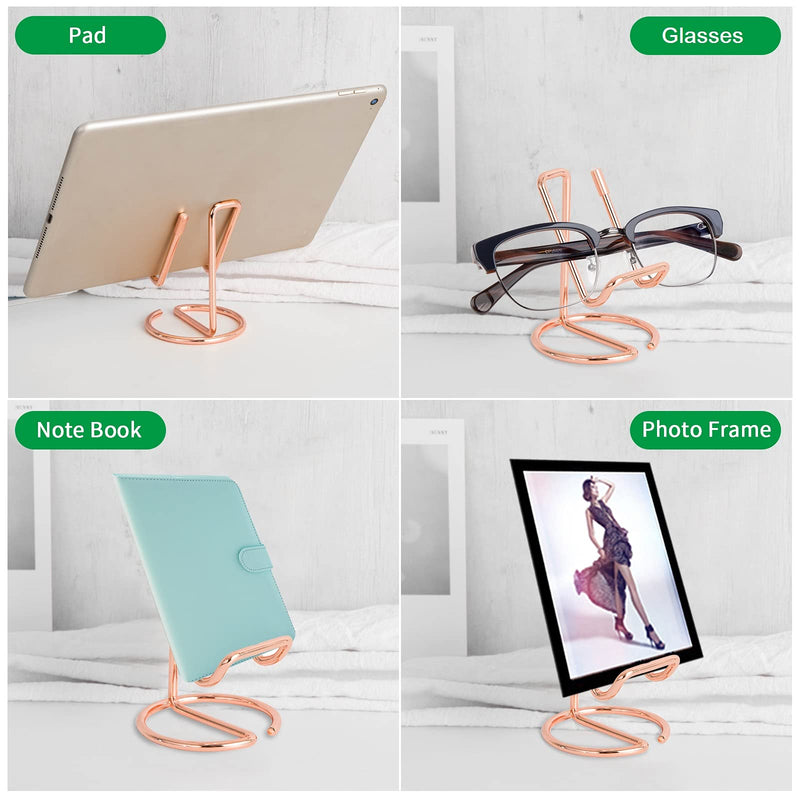 [Australia - AusPower] - ROSYQUARZ Cell Phone Stand for Desk, Small Metal Mobile Phone Stand Holder, Cute Rose Gold Cell Phone Display Holder, Phone Dock Compatible with All Mobile Phones, iPhone, Switch, iPad, Kindle Rose Gold 1 pack 