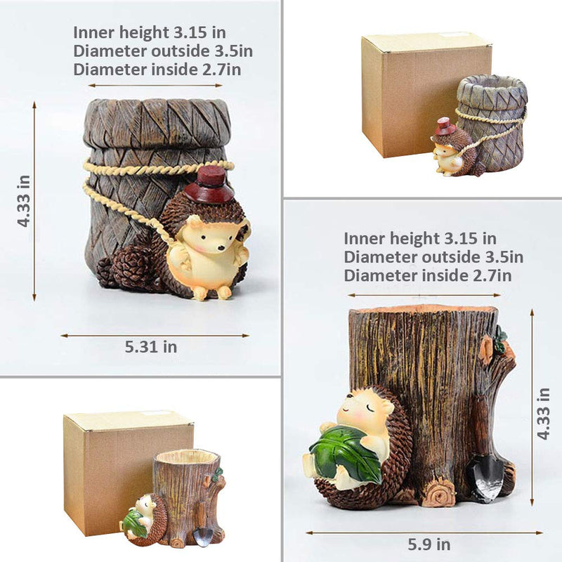 [Australia - AusPower] - Lependor Cute Hedgehog Desk Pen Pencil Pot Holder Toothbrush Holder Resin Desktop Organizer Container Stationery Storage Office Desk Decoration Study Bookshelf Decor - Rest 