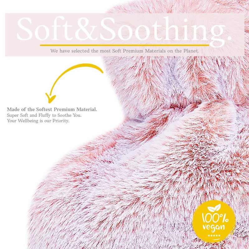 [Australia - AusPower] - Qomfor Hot Water Bottle with Soft Cover - 1.8L Large - Classic Hot Water Bag for Pain Relief, Neck and Shoulders, Feet Warmer, Menstrual Cramps, Hot and Cold Therapy - Great Gift for Girls - Pink 