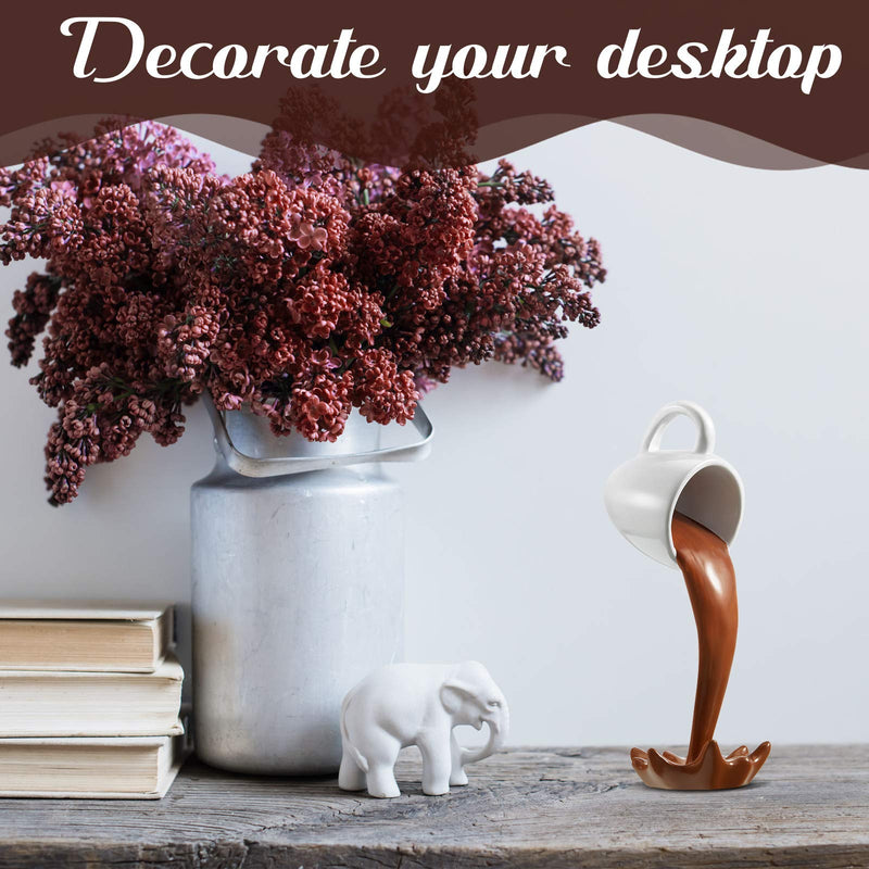 [Australia - AusPower] - Floating Spilling Coffee Cup Magic Pouring Splash Coffee Mug Pouring Spilling Coffee Mugs Cafe Novelty Funny Coffee Cup Sculpture Art Decoration for Home Decor Coffee Lover (Brown Floating) Brown Floating 