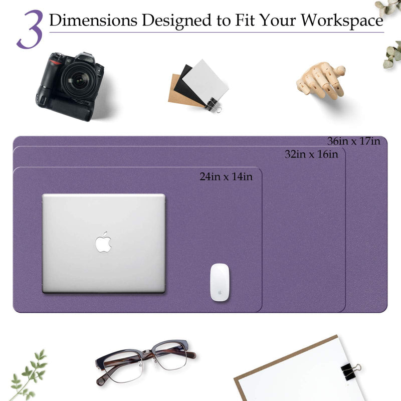 [Australia - AusPower] - TOWWI PU Leather Desk Pad with Suede Base, Multi-Color Non-Slip Mouse Pad, 32” x 16” Waterproof Desk Writing Mat, Large Desk Blotter Protector (Voilet) Voilet 32" x 16" 