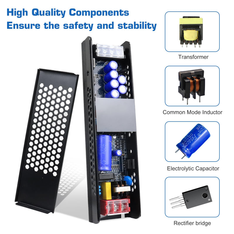 [Australia - AusPower] - PZETCEIR LED Driver 24V 150W 6.5A Slim LED Power Supply, AC 110V/240V to 24V DC Adapter, Constant Voltage LED Transformer for LED Strip Lights, LED Bulbs, Garden Light, LED Cabinet Lights 