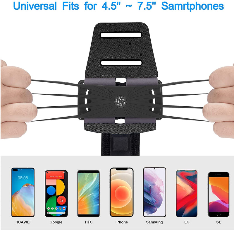 [Australia - AusPower] - Newppon Phone Holder for Running Armband : 360° Rotatable Universal Cellphone arm Bands Case for iPhone Samsung Pixel Smartphones for Workout Exercise Fitness Gym Runners Walking Jogging Sports Black 