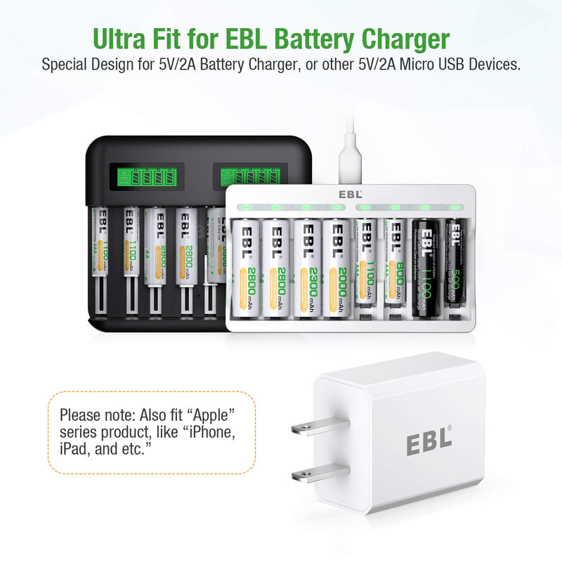 [Australia - AusPower] - EBL USB Wall Charger, 5V 2.1A Charger Adapter(Model: M5129) for EBL Charger Power Supply (Model: C9008 C9010N 6828 FY-408 FY-409 6201) and iPhone, Galaxy, HTC, LG, Table, Motorola and More 