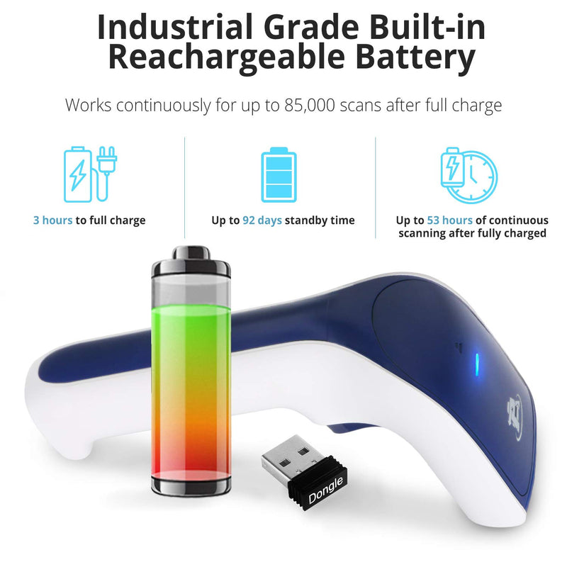 [Australia - AusPower] - ScanAvenger Wireless Portable 1D Bluetooth Barcode Scanner: 3-in-1 Hand Scanners -Vibration, Cordless, Rechargeable Scan Gun for Inventory Management - Handheld, USB Bar Code EAN-UPC Reader No Next Gen Stand 