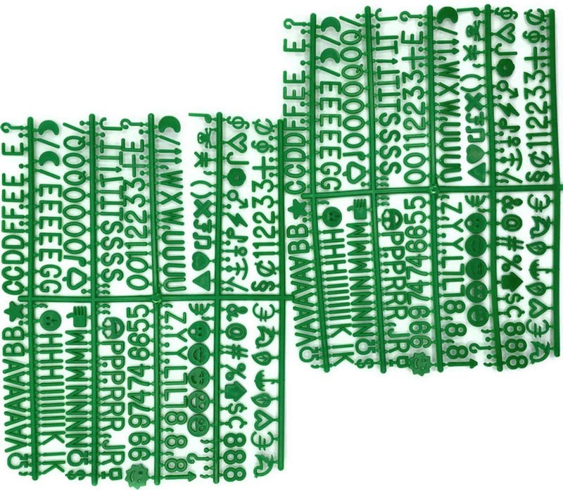 [Australia - AusPower] - Green Letter Set for Changeable Felt Letter Boards, 3/4" 460 Characters (Includes Letters, Symbols / Emojis, Numbers, Punctuation) & Burlap Storage Bag (Green) Green 