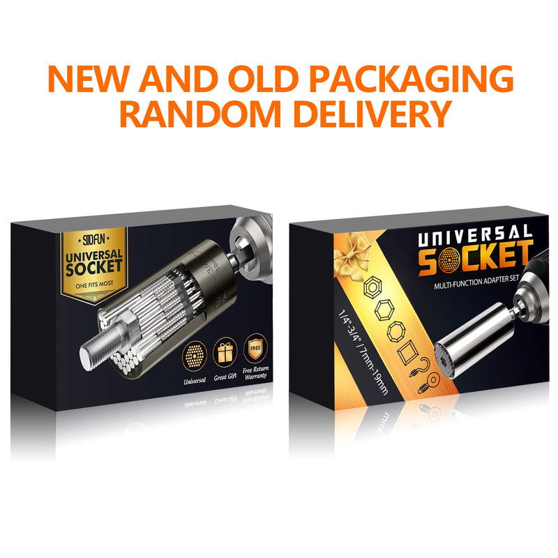 [Australia - AusPower] - Universal Socket Tool Men Gifts - Sockets Set Super Grip with Adapter Drill Christmas Stocking Stuffers Birthday Gifts for Dad Husband Women Him Father Boyfriend Cool Gadgets Handy Stuff (7-19mm) Glossy Black 