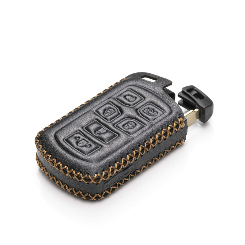 [Australia - AusPower] - Vitodeco Genuine Leather Smart Key Keyless Remote Entry Fob Case Cover with Key Chain Compatible with Toyota Sienna 2011-2020 (6 Buttons, Black) 6 Buttons 