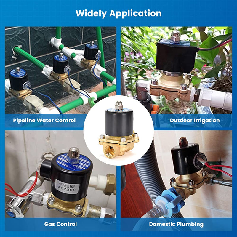 [Australia - AusPower] - CGELE Brass Electric Solenoid Valve 110V 1/2In（inch） Pneumatic Air Normally Colsed for Water Gas Fuel Oil, 1/2In-110V 1/2"-110V 