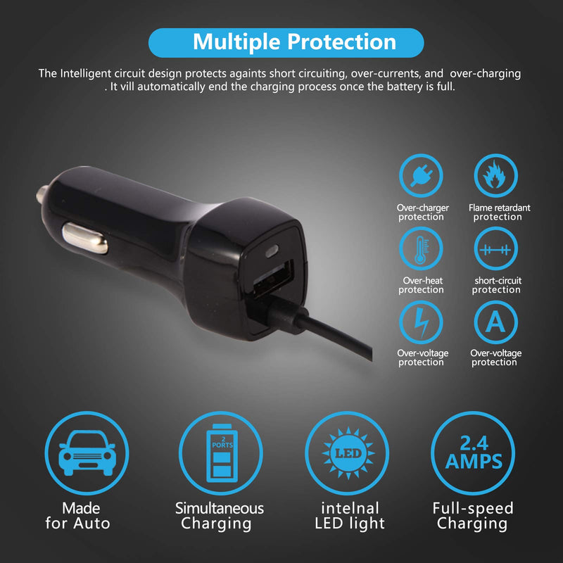 [Australia - AusPower] - USB C Car Charger, 2.4A Fast Charging Car Adapter with Built-in 3ft Type C Cable for Samsung Galaxy S20 FE S10 Lite S10e Note 20 A10E A20 A30S A50 A51 A71 5G A11, LG Stylo 6 5 4 V60 K51, Moto G9 G8 