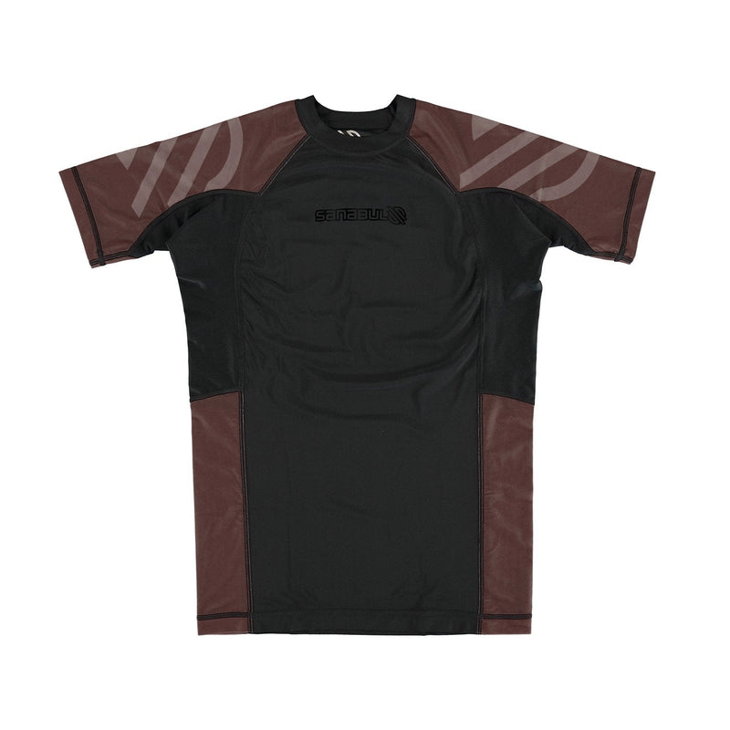 [Australia - AusPower] - Sanabul Essentials Short Sleeve Compression Training Rash Guard for MMA BJJ Wrestling X-Small Brown 