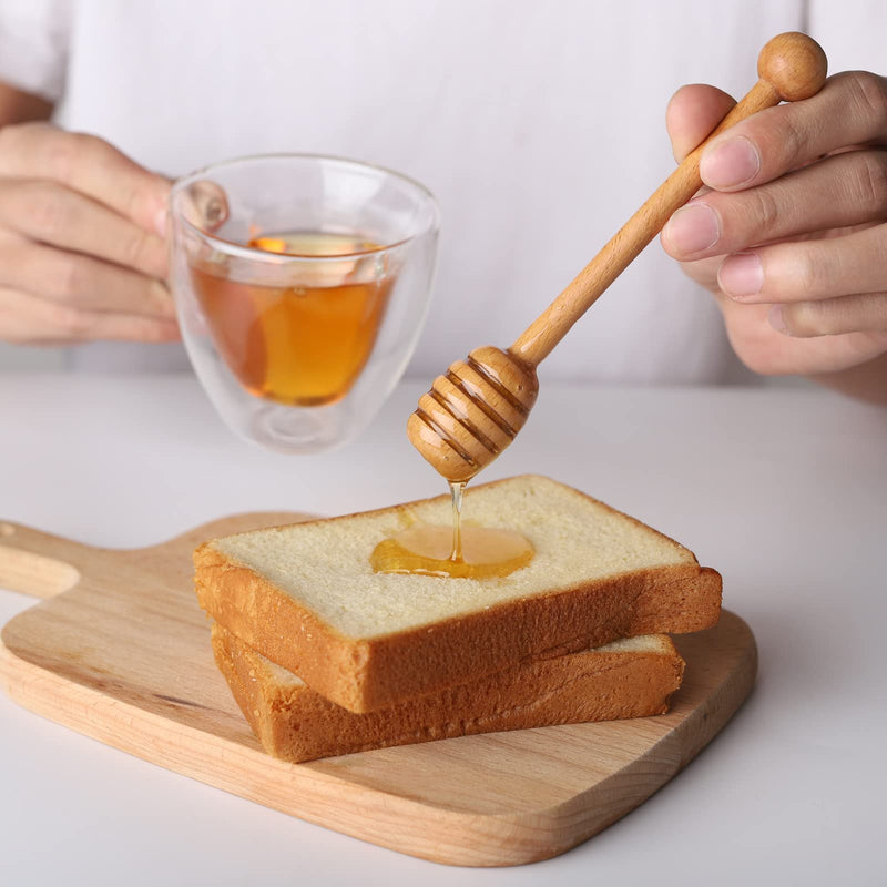 [Australia - AusPower] - 2pcs 6inch Honey Dipper Stick,2pcs 7.87inch Long Handle Coffee Stirring Spoons,Beech Wooden Honey Jar Spoons Stirrer,Dessert Iced Tea Cocktail Mixing Spoons for Home Kitchen,Wedding Party Favors 4 