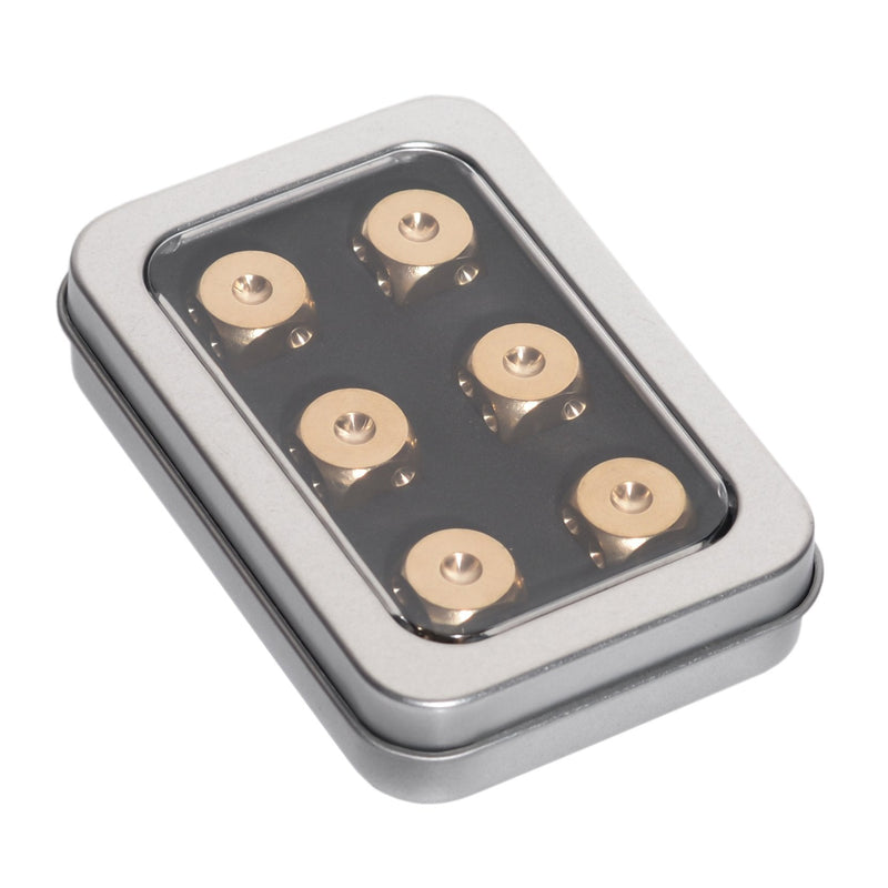 [Australia - AusPower] - Metal Dice Set 6pcs, Solid Brass Dice with Gift Metal Case and Portable Bag, 6 Sided Metal Dice for Tables Board Game, Poker Party Role Playing Games 